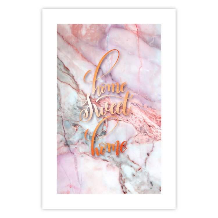 Poster Home sweet home - composition with orange text and marble background 114323 additionalImage 25