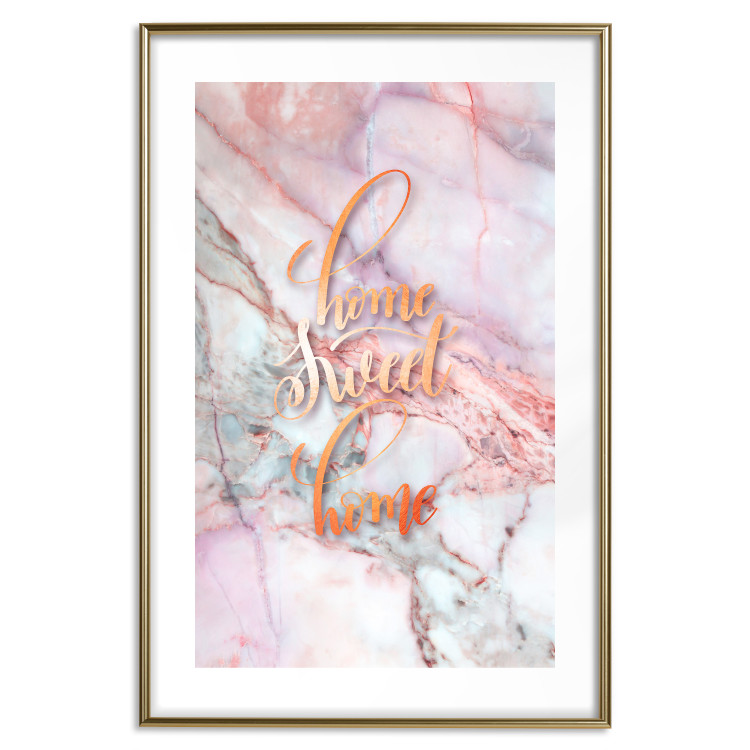 Poster Home sweet home - composition with orange text and marble background 114323 additionalImage 14