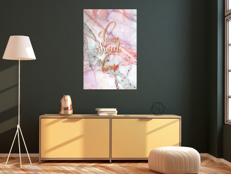 Poster Home sweet home - composition with orange text and marble background 114323 additionalImage 17