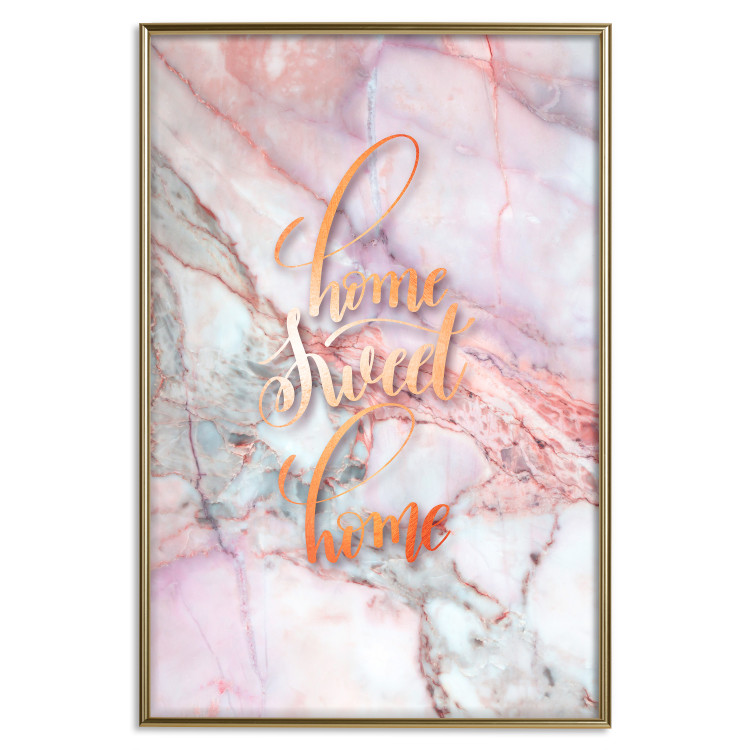 Poster Home sweet home - composition with orange text and marble background 114323 additionalImage 16