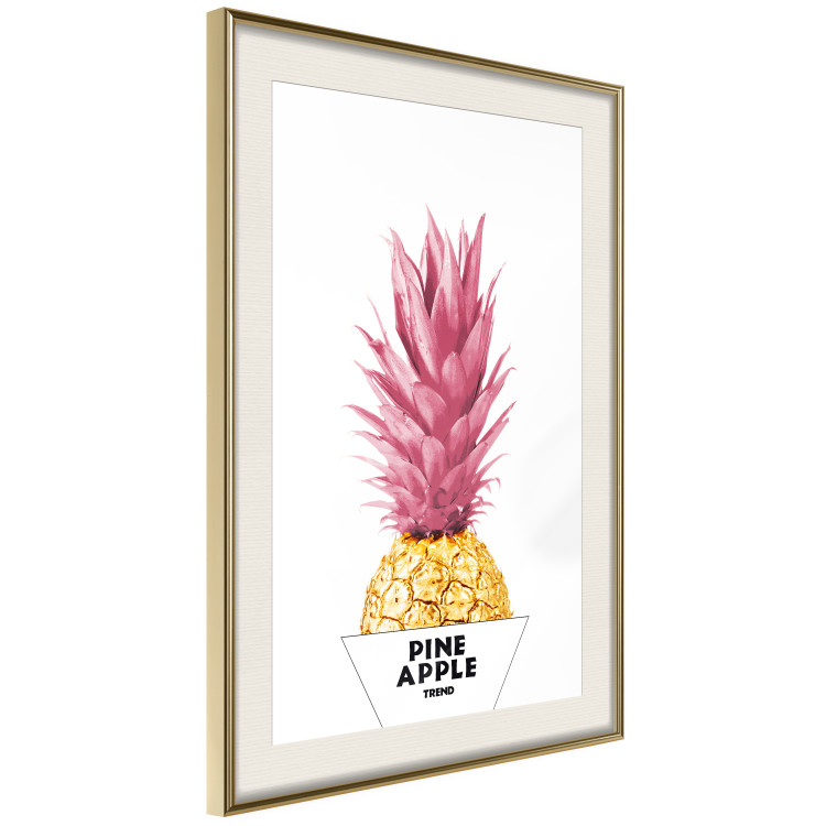 Wall Poster Golden Pineapple - composition with a tropical fruit with pink leaves 115323 additionalImage 2