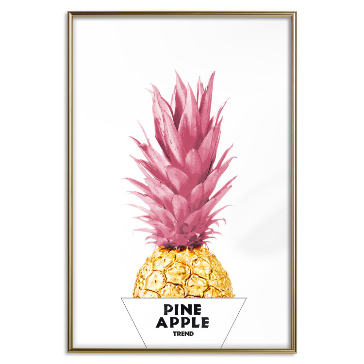 Wall Poster Golden Pineapple - composition with a tropical fruit with pink leaves 115323 additionalImage 20