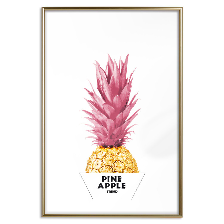 Wall Poster Golden Pineapple - composition with a tropical fruit with pink leaves 115323 additionalImage 16