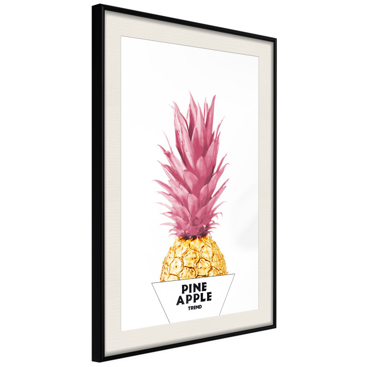Wall Poster Golden Pineapple - composition with a tropical fruit with pink leaves 115323 additionalImage 3
