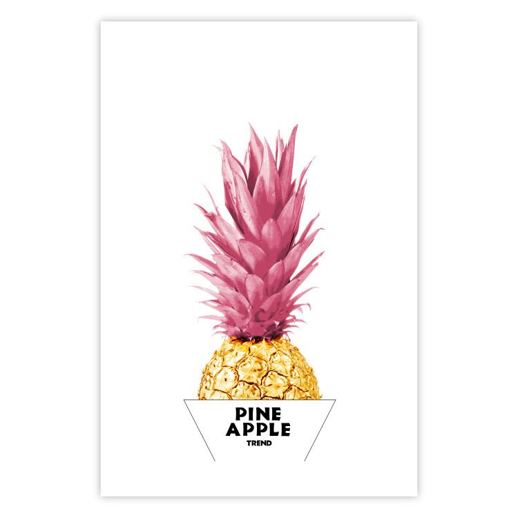 Wall Poster Golden Pineapple - composition with a tropical fruit with pink leaves 115323 additionalImage 19