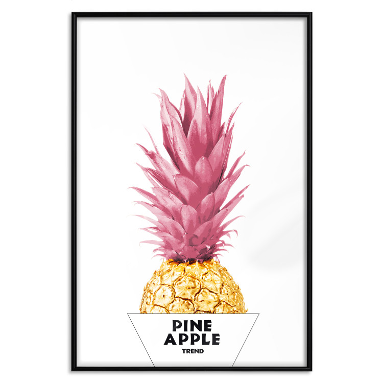 Wall Poster Golden Pineapple - composition with a tropical fruit with pink leaves 115323 additionalImage 24