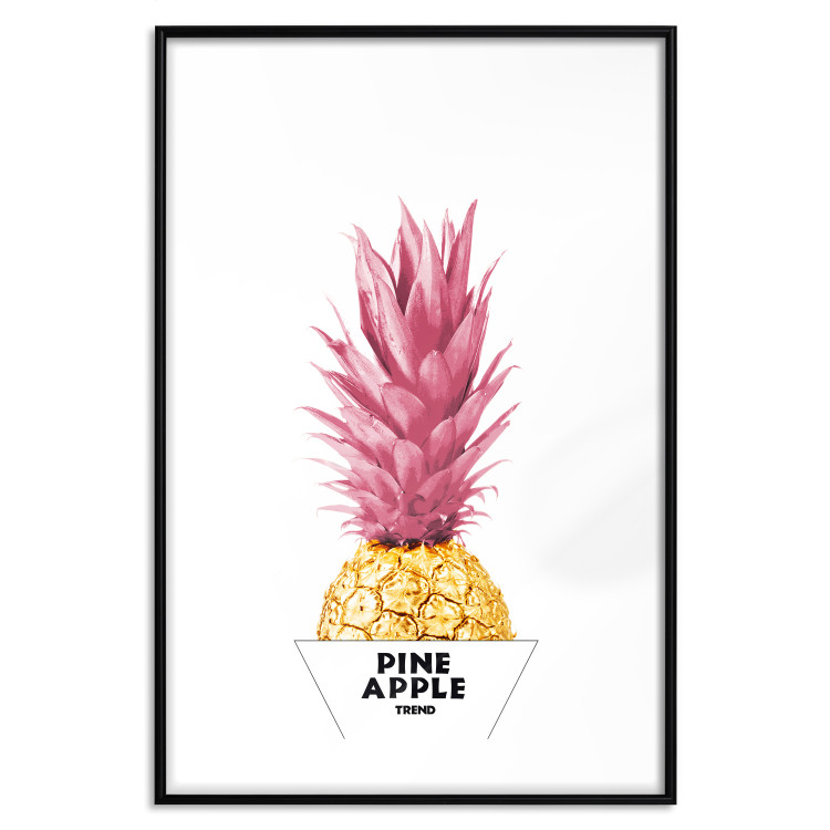 Wall Poster Golden Pineapple - composition with a tropical fruit with pink leaves 115323 additionalImage 17