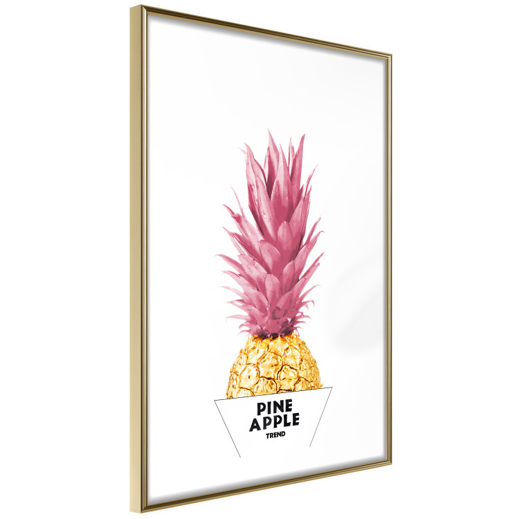 Wall Poster Golden Pineapple - composition with a tropical fruit with pink leaves 115323 additionalImage 6