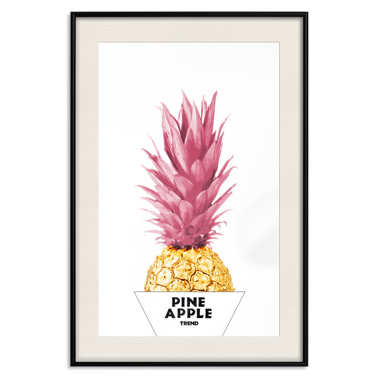 Wall Poster Golden Pineapple - composition with a tropical fruit with pink leaves 115323 additionalImage 18