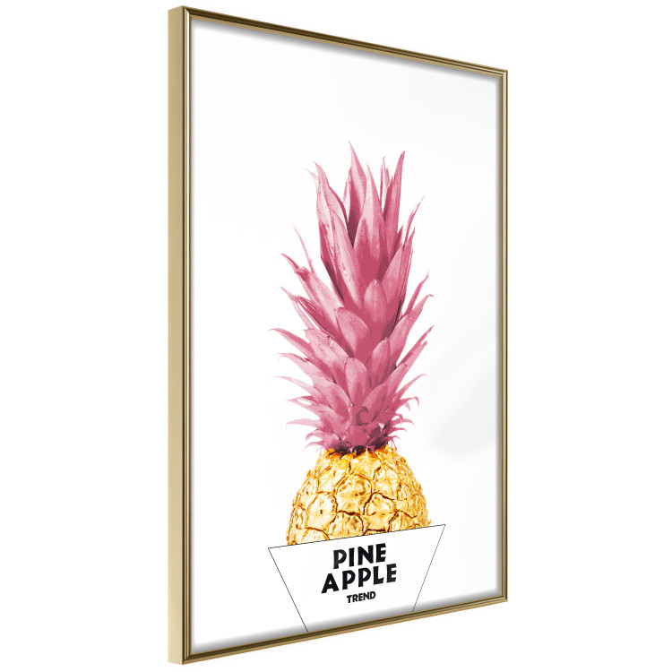 Wall Poster Golden Pineapple - composition with a tropical fruit with pink leaves 115323 additionalImage 14