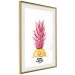 Wall Poster Golden Pineapple - composition with a tropical fruit with pink leaves 115323 additionalThumb 2