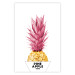 Wall Poster Golden Pineapple - composition with a tropical fruit with pink leaves 115323