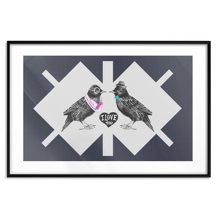 Wall Poster Pair of Starlings - romantic composition with birds and a love symbol 117623 additionalImage 17