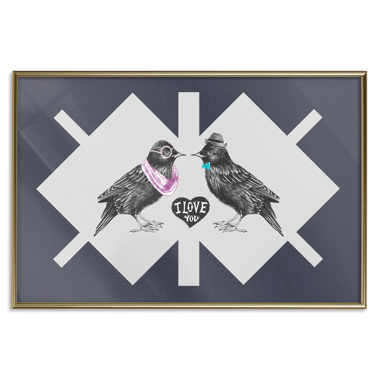 Wall Poster Pair of Starlings - romantic composition with birds and a love symbol 117623 additionalImage 20