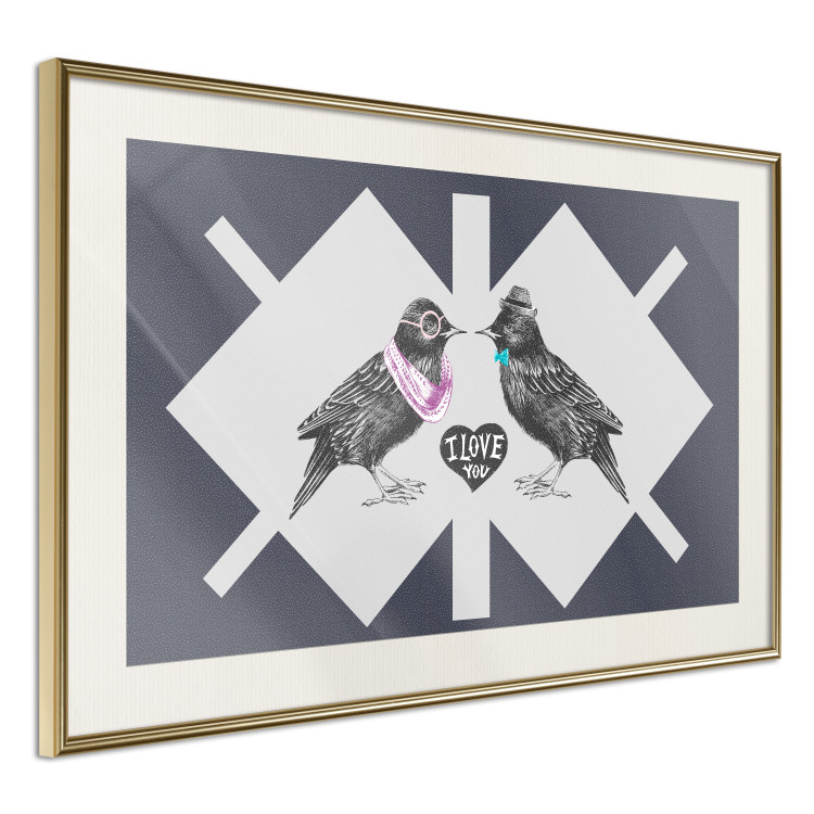 Wall Poster Pair of Starlings - romantic composition with birds and a love symbol 117623 additionalImage 2