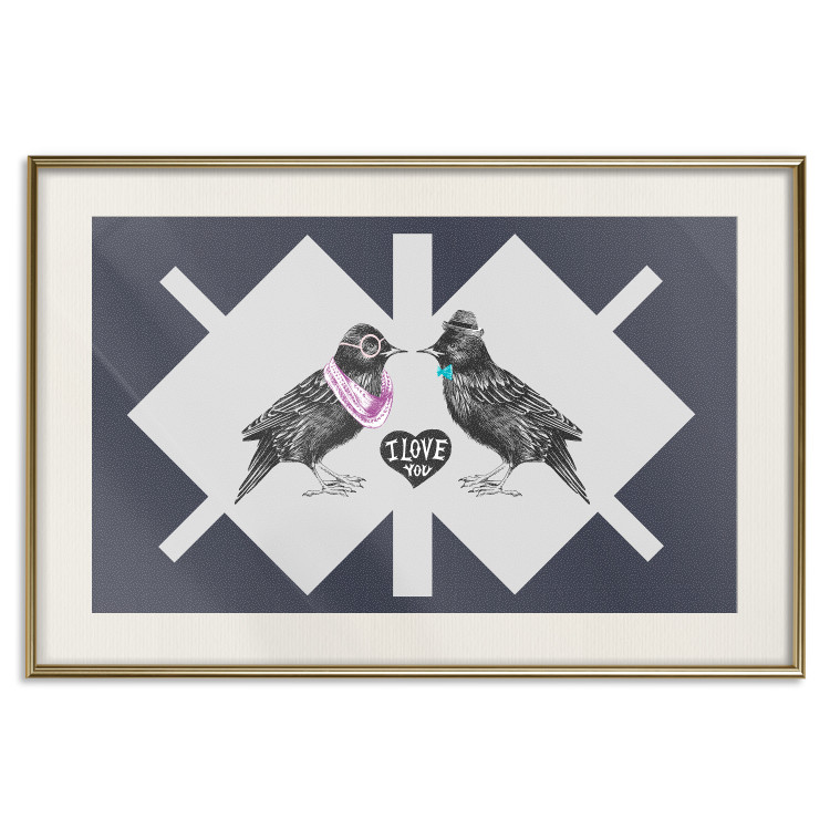 Wall Poster Pair of Starlings - romantic composition with birds and a love symbol 117623 additionalImage 19