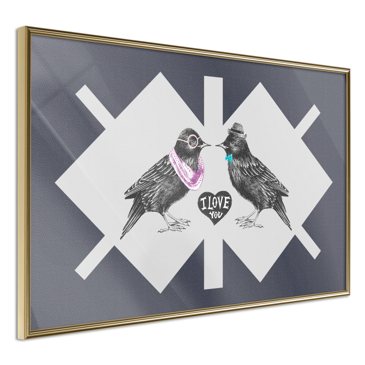 Wall Poster Pair of Starlings - romantic composition with birds and a love symbol 117623 additionalImage 14
