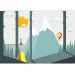 Wall Mural On a camping trip - a colourful landscape with mountains and a yellow balloon on a white background 122923 additionalThumb 4