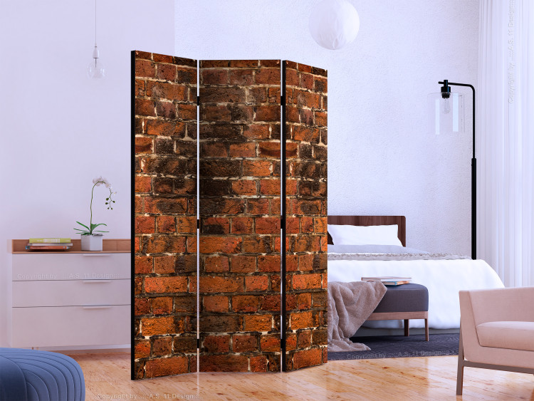 Room Divider Brick Shadow - texture of orange bricks with dark spots 123023 additionalImage 2