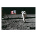 Poster Always First - photograph of man on the moon next to American fla 123523