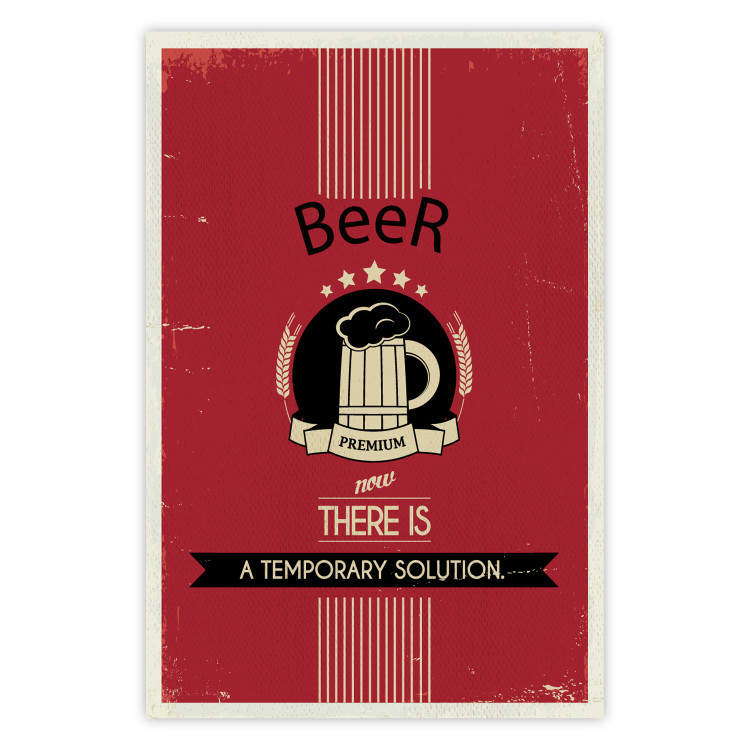 Wall Poster Premium Beer - English captions and beer illustration on red background 123623
