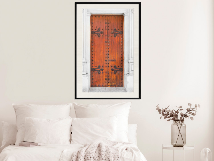 Wall Poster Mysterious Doors - architectural wooden gates in white building 123923 additionalImage 21