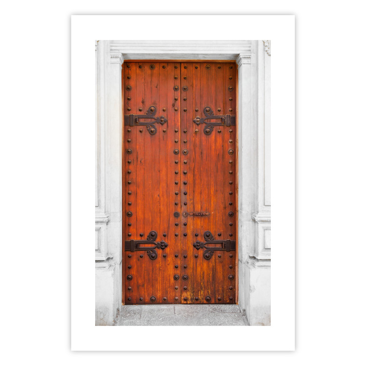 Wall Poster Mysterious Doors - architectural wooden gates in white building 123923 additionalImage 18