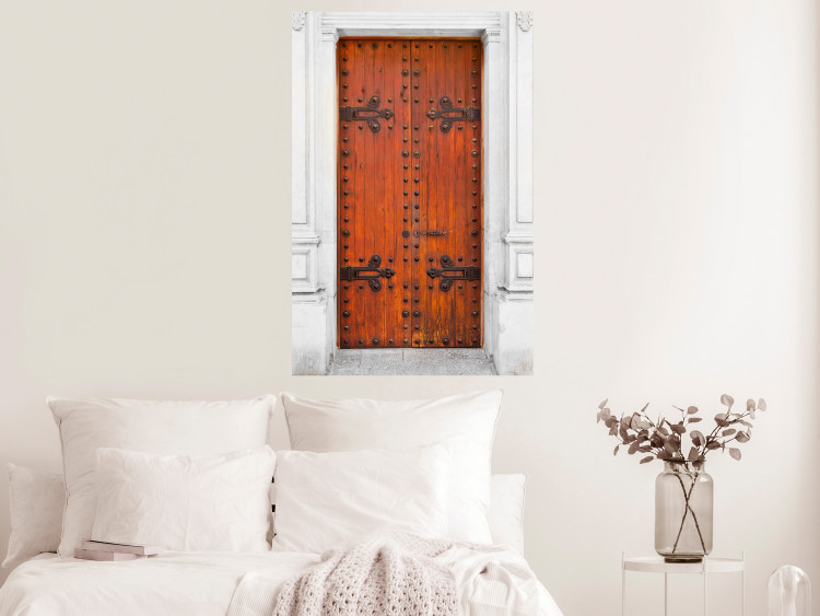 Wall Poster Mysterious Doors - architectural wooden gates in white building 123923 additionalImage 27