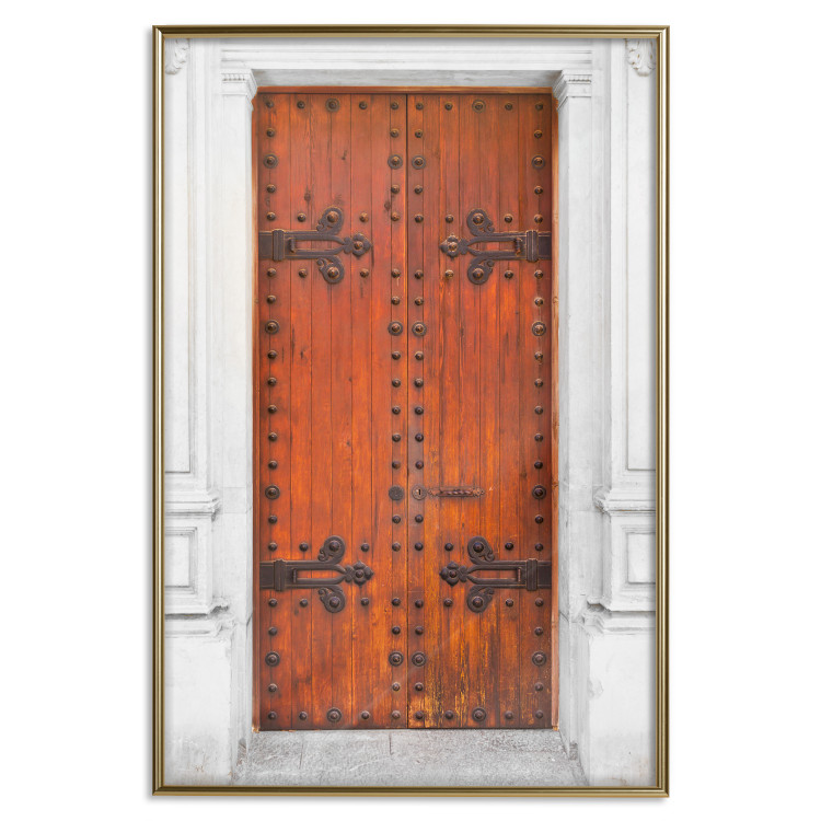 Wall Poster Mysterious Doors - architectural wooden gates in white building 123923 additionalImage 15