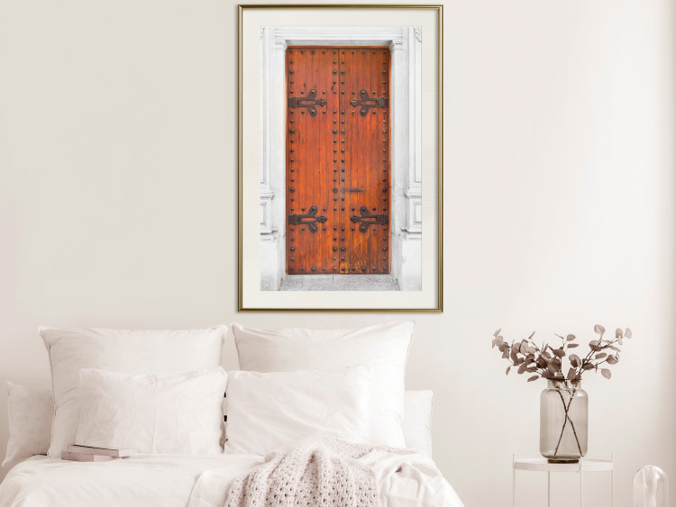 Wall Poster Mysterious Doors - architectural wooden gates in white building 123923 additionalImage 23