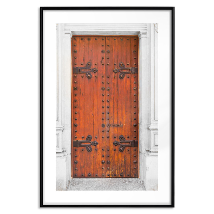 Wall Poster Mysterious Doors - architectural wooden gates in white building 123923 additionalImage 14
