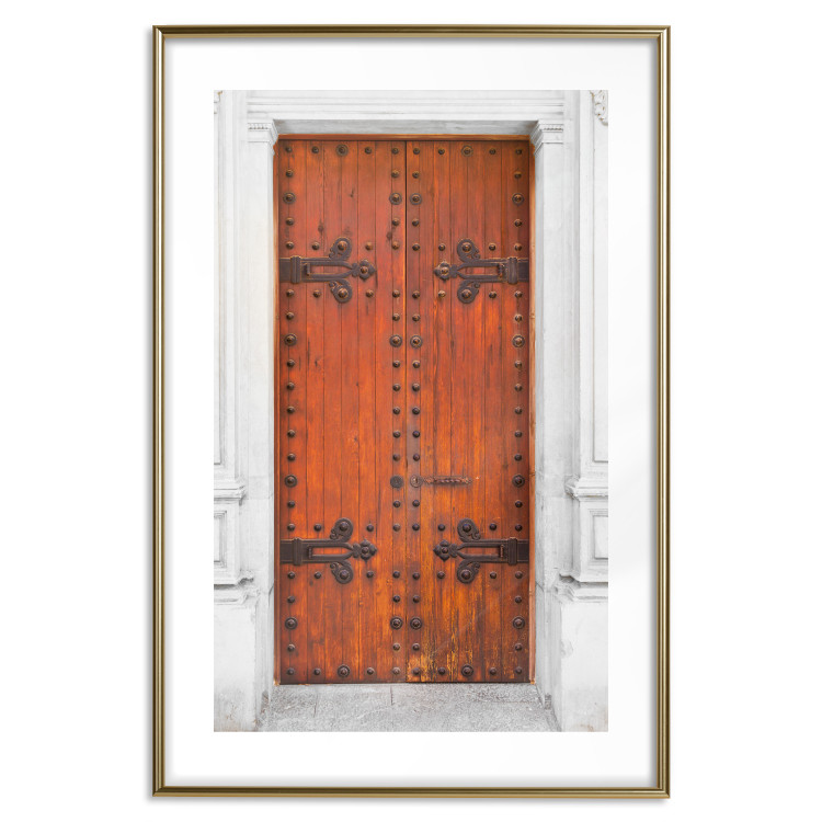 Wall Poster Mysterious Doors - architectural wooden gates in white building 123923 additionalImage 15