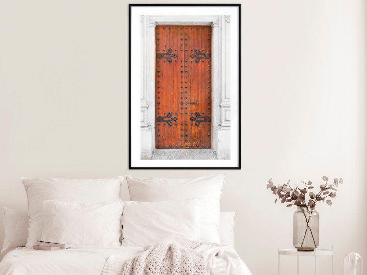 Wall Poster Mysterious Doors - architectural wooden gates in white building 123923 additionalImage 14