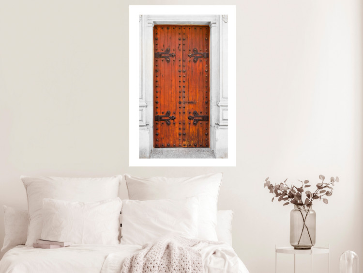 Wall Poster Mysterious Doors - architectural wooden gates in white building 123923 additionalImage 2