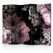 Room Divider Flowers from the Past II (5-piece) - pink flowers on a black background 124023