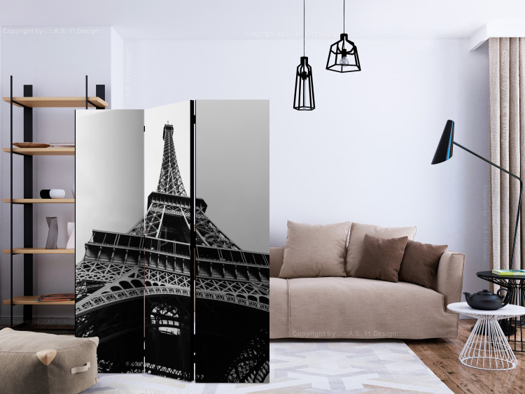 Room Separator Parisian Giant (3-piece) - black and white Eiffel Tower against the sky 124123 additionalImage 4