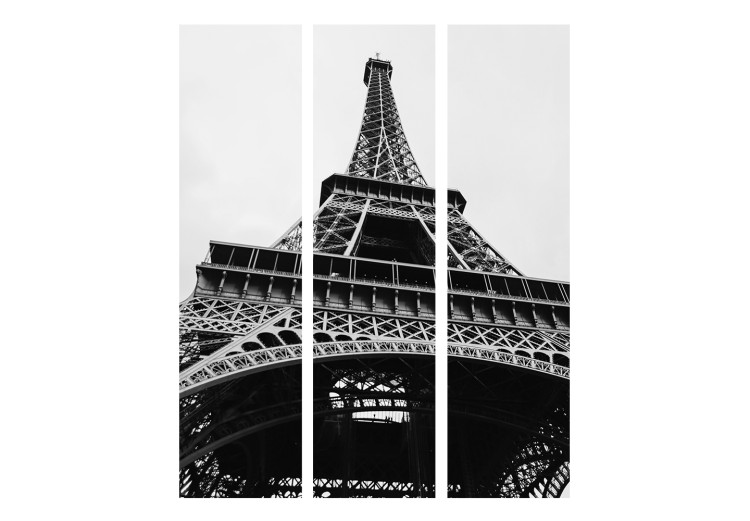 Room Separator Parisian Giant (3-piece) - black and white Eiffel Tower against the sky 124123 additionalImage 3