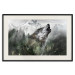 Poster Howling Wolf - wild animal against a forest landscape and high mountains 126023 additionalThumb 24