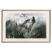 Poster Howling Wolf - wild animal against a forest landscape and high mountains 126023 additionalThumb 23