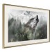 Poster Howling Wolf - wild animal against a forest landscape and high mountains 126023 additionalThumb 2