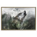 Poster Howling Wolf - wild animal against a forest landscape and high mountains 126023 additionalThumb 19