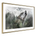 Poster Howling Wolf - wild animal against a forest landscape and high mountains 126023 additionalThumb 8