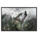 Poster Howling Wolf - wild animal against a forest landscape and high mountains 126023 additionalThumb 16