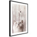Poster Feline Nature - gray cat and flying butterfly on wooden planks 126223 additionalThumb 11