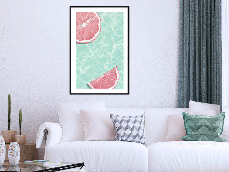 Poster Refreshing Tone - tropical pink fruits floating on water 128023 additionalImage 23