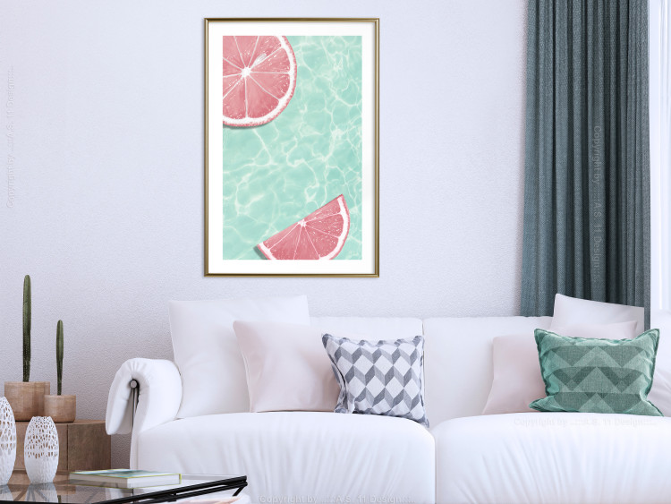 Poster Refreshing Tone - tropical pink fruits floating on water 128023 additionalImage 13