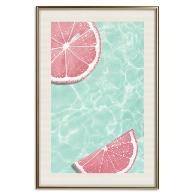 Poster Refreshing Tone - tropical pink fruits floating on water 128023 additionalImage 20