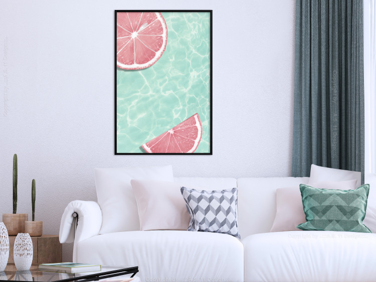 Poster Refreshing Tone - tropical pink fruits floating on water 128023 additionalImage 6