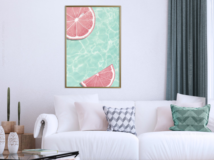 Poster Refreshing Tone - tropical pink fruits floating on water 128023 additionalImage 7
