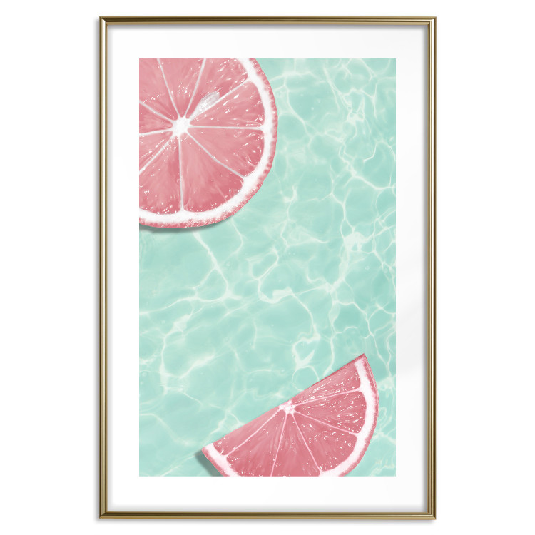 Poster Refreshing Tone - tropical pink fruits floating on water 128023 additionalImage 16